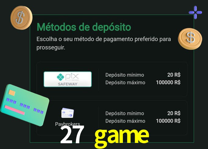 O cassino 27 game oferece uma grande variedade de métodos de pagamento
